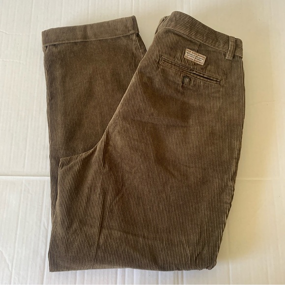 Brown Corduroy Pleated Pants 33x30 Cuffed Hem Cotton Grandpacore Academia Baggy - Picture 4 of 8